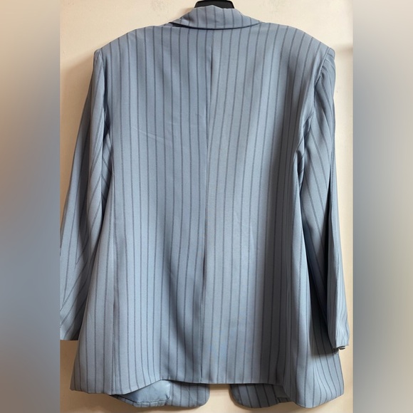 Pretty Little Thing Oversized 10 Blazer Blue & White Stripes Jacket Career - Picture 10 of 11